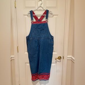 NWT - Agapo enterprises overall denim capris with bandanna embellishments
